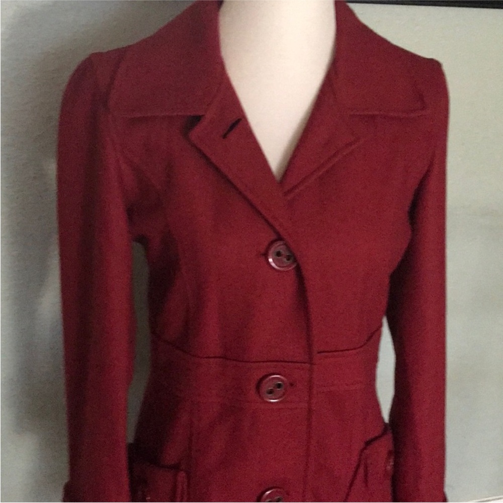 Tulle red wool blend button up coat